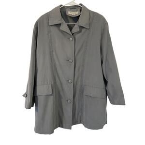 Appleseed's Jacket Size 14 Petite Gray/Green Lined Warm Cut Out Lace Pockets